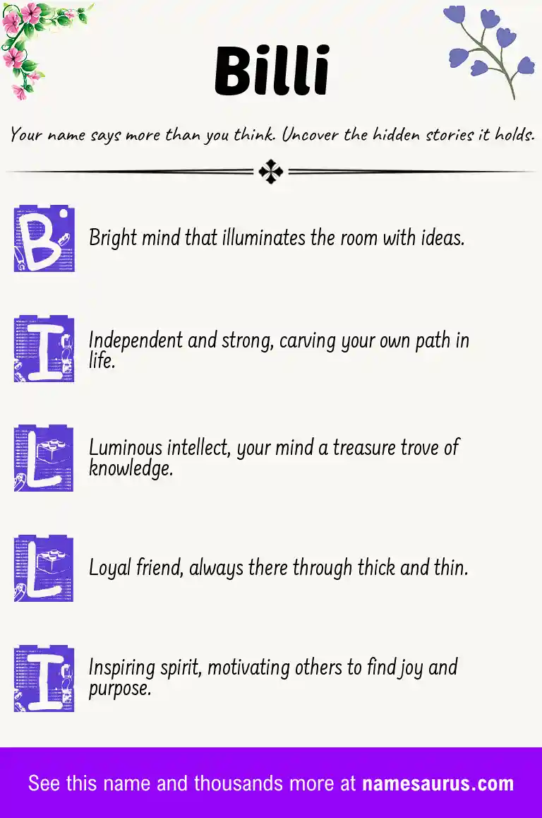 Acrostic poem about Billi.