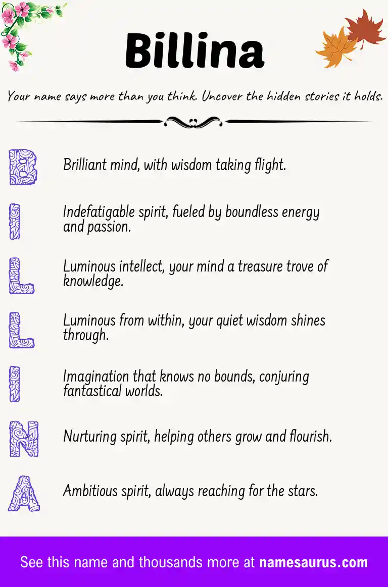 Acrostic poem about Billina.