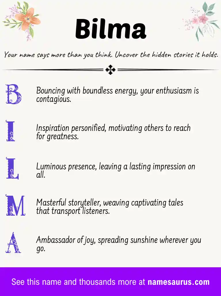 Acrostic poem about Bilma.
