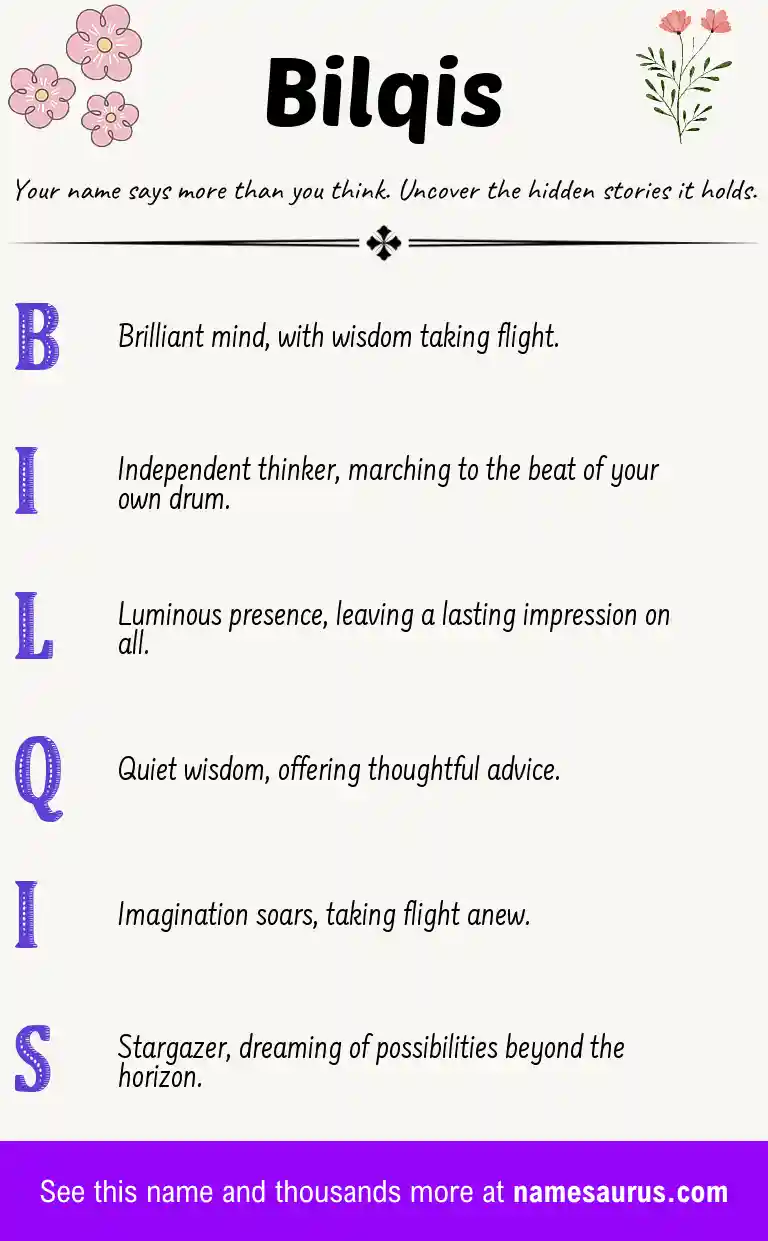 Acrostic poem about Bilqis.
