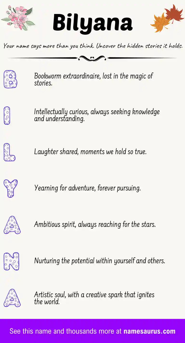 Acrostic poem about Bilyana.
