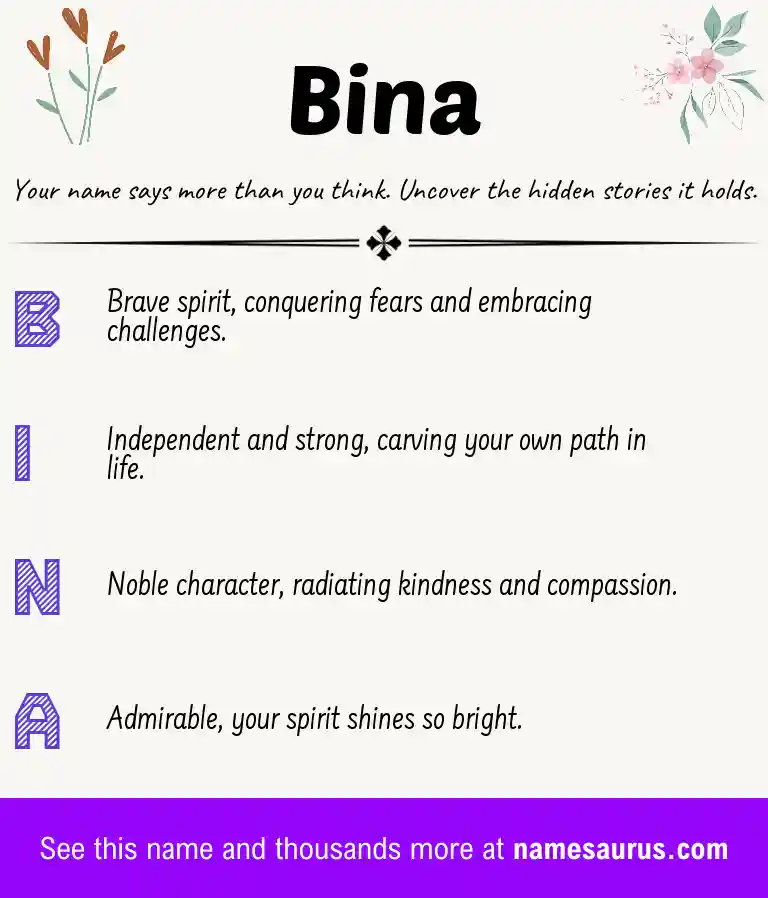 Acrostic poem about Bina.