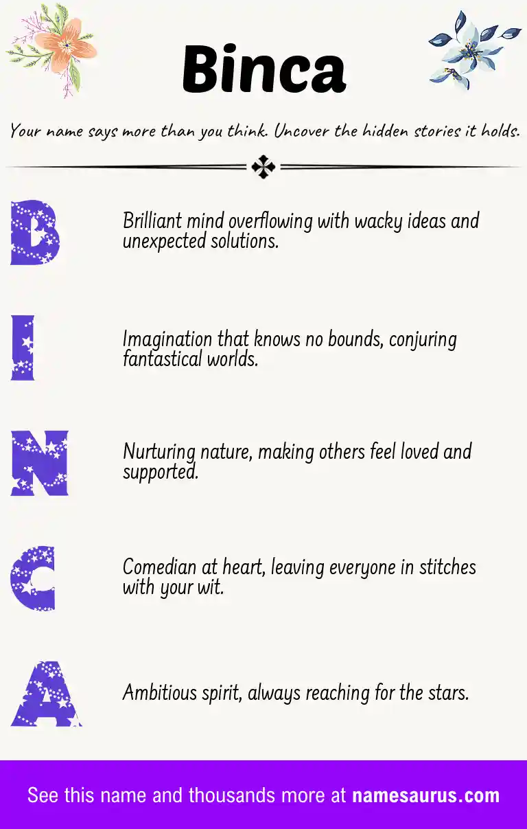 Acrostic poem about Binca.