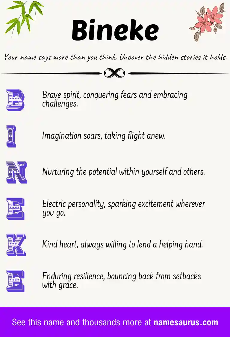 Acrostic poem about Bineke.
