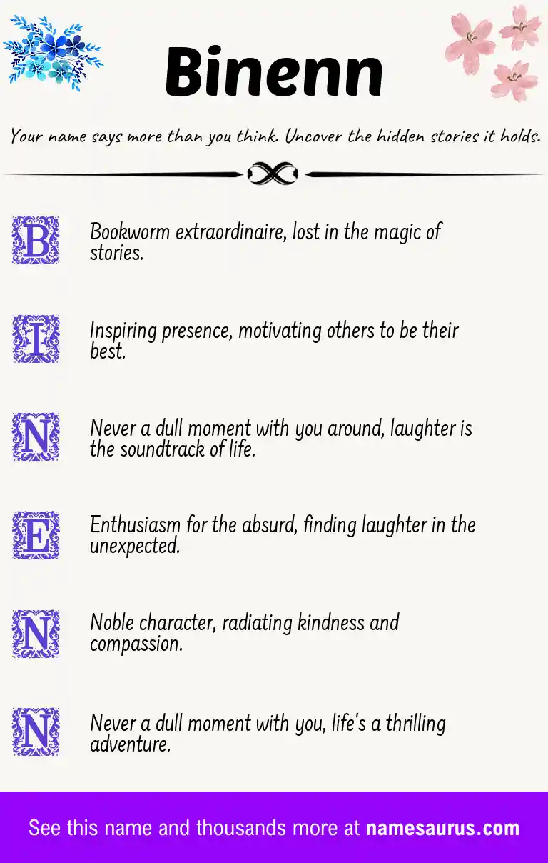 Acrostic poem about Binenn.