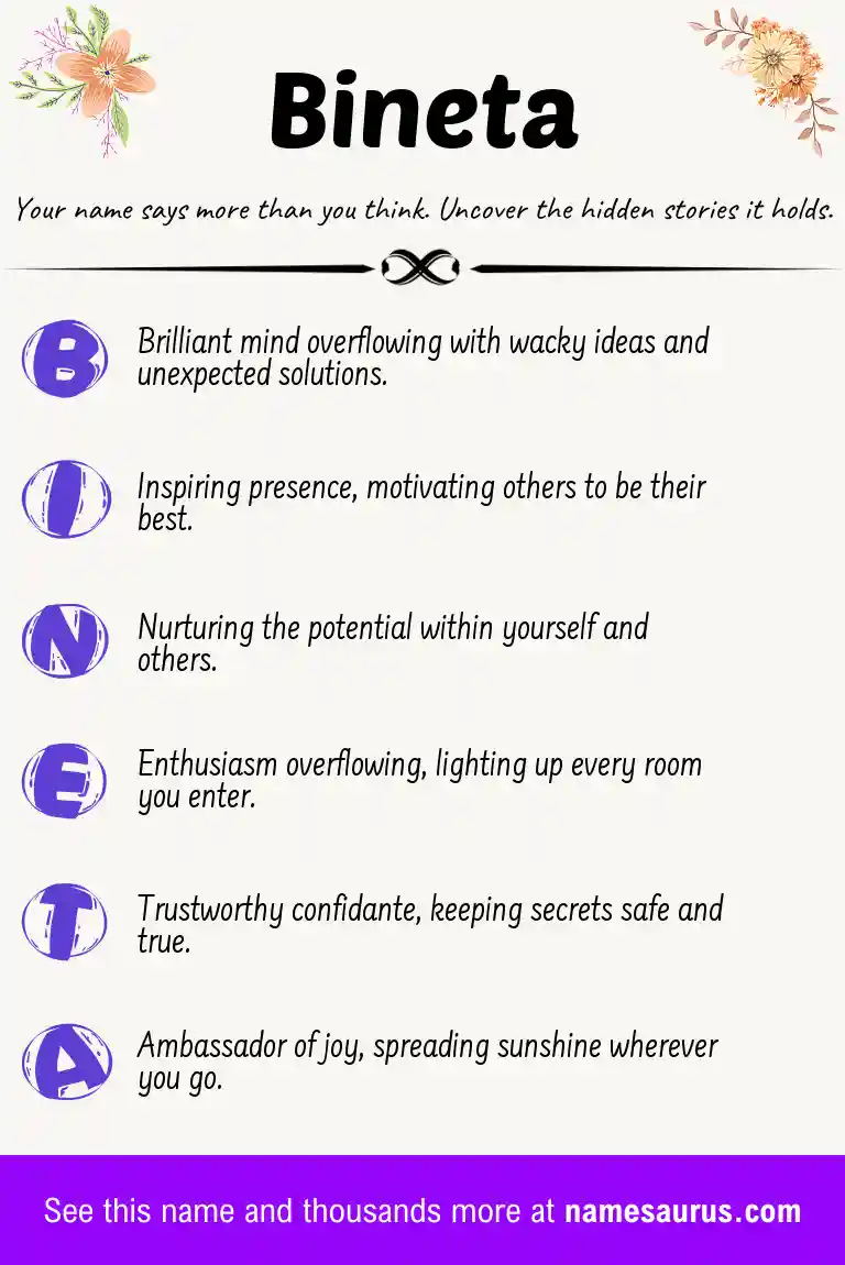 Acrostic poem about Bineta.