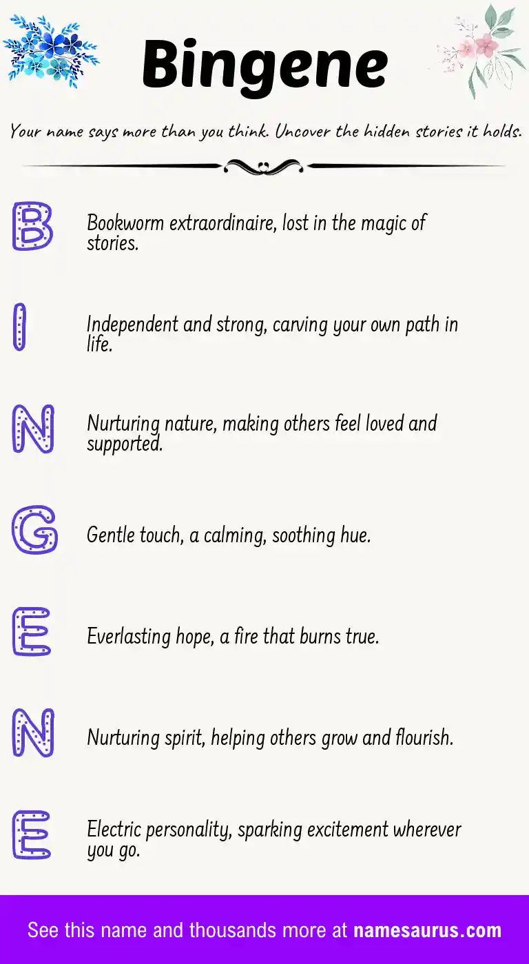 Acrostic poem about Bingene.