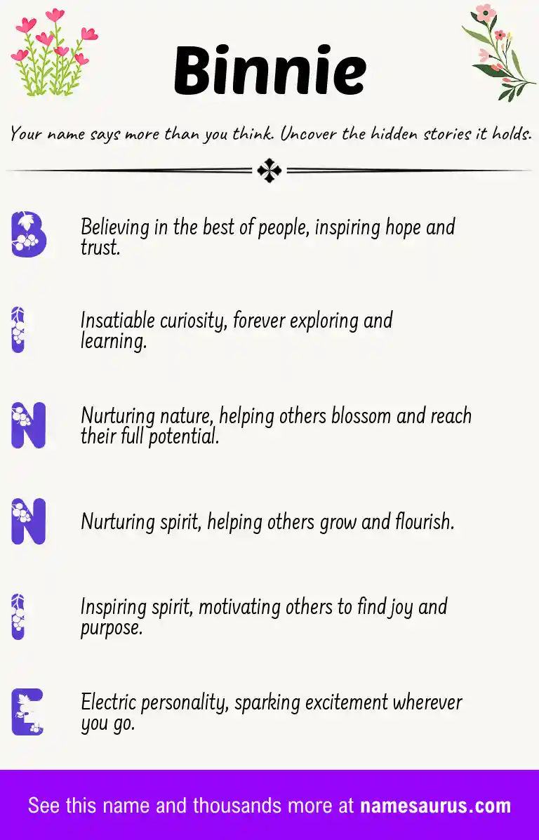 Acrostic poem about Binnie.