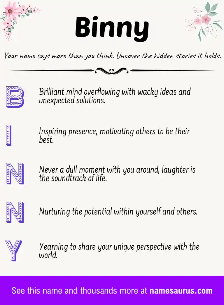 Acrostic poem about Binny.
