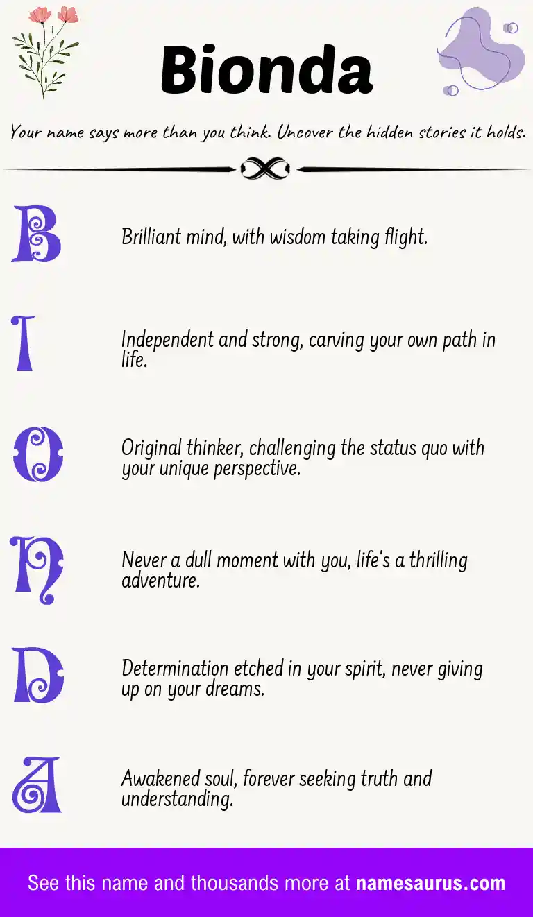 Acrostic poem about Bionda.
