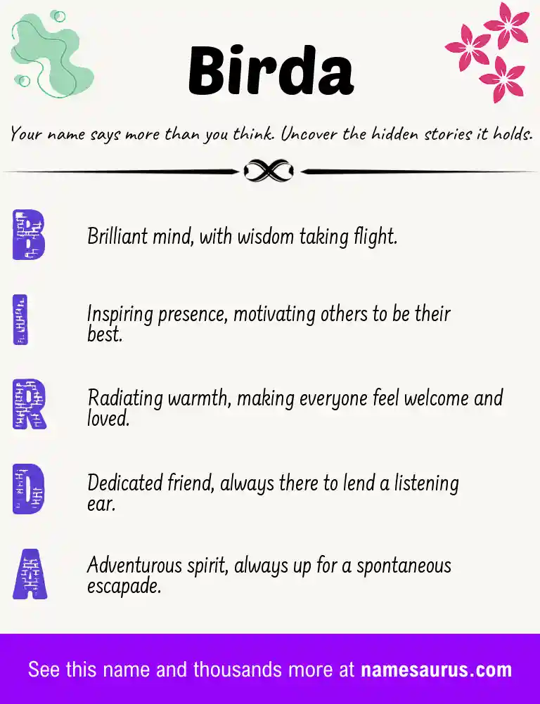 Acrostic poem about Birda.
