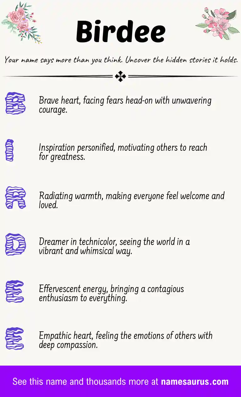 Acrostic poem about Birdee.