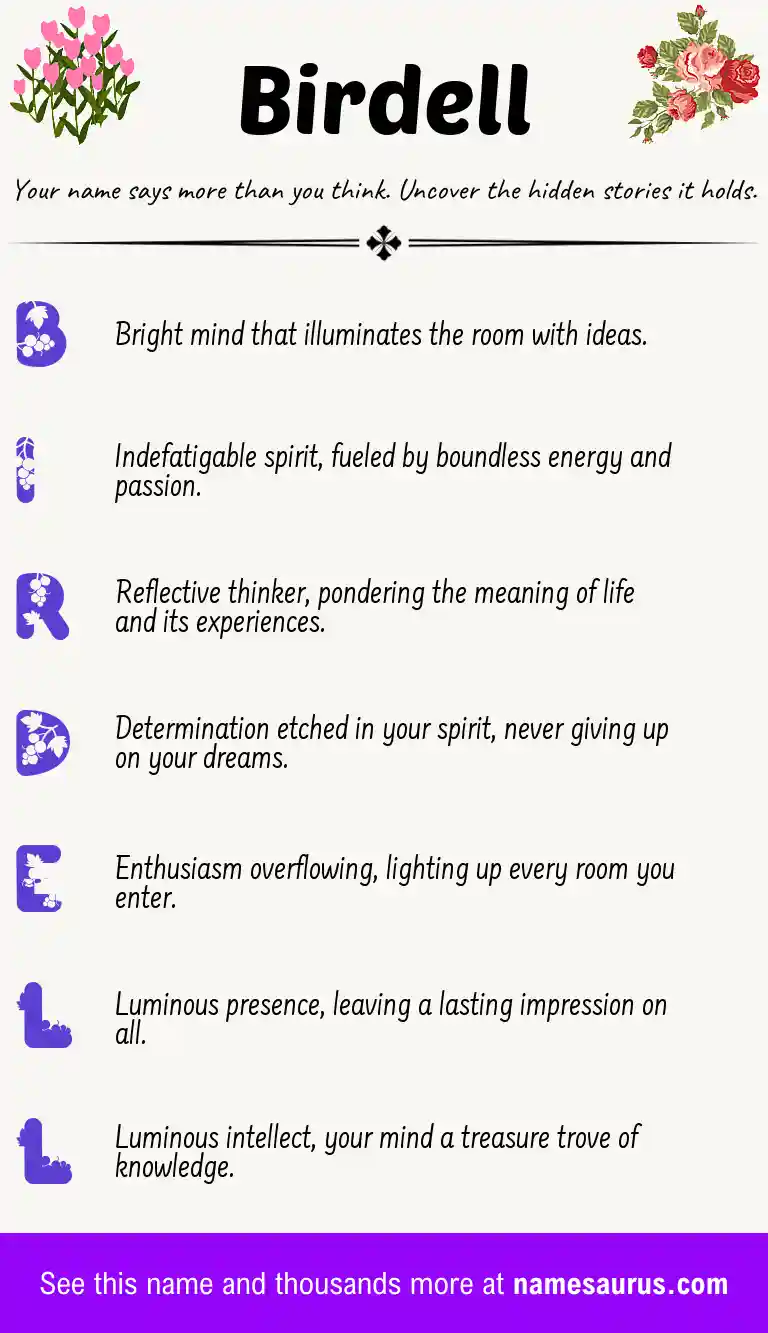 Acrostic poem about Birdell.
