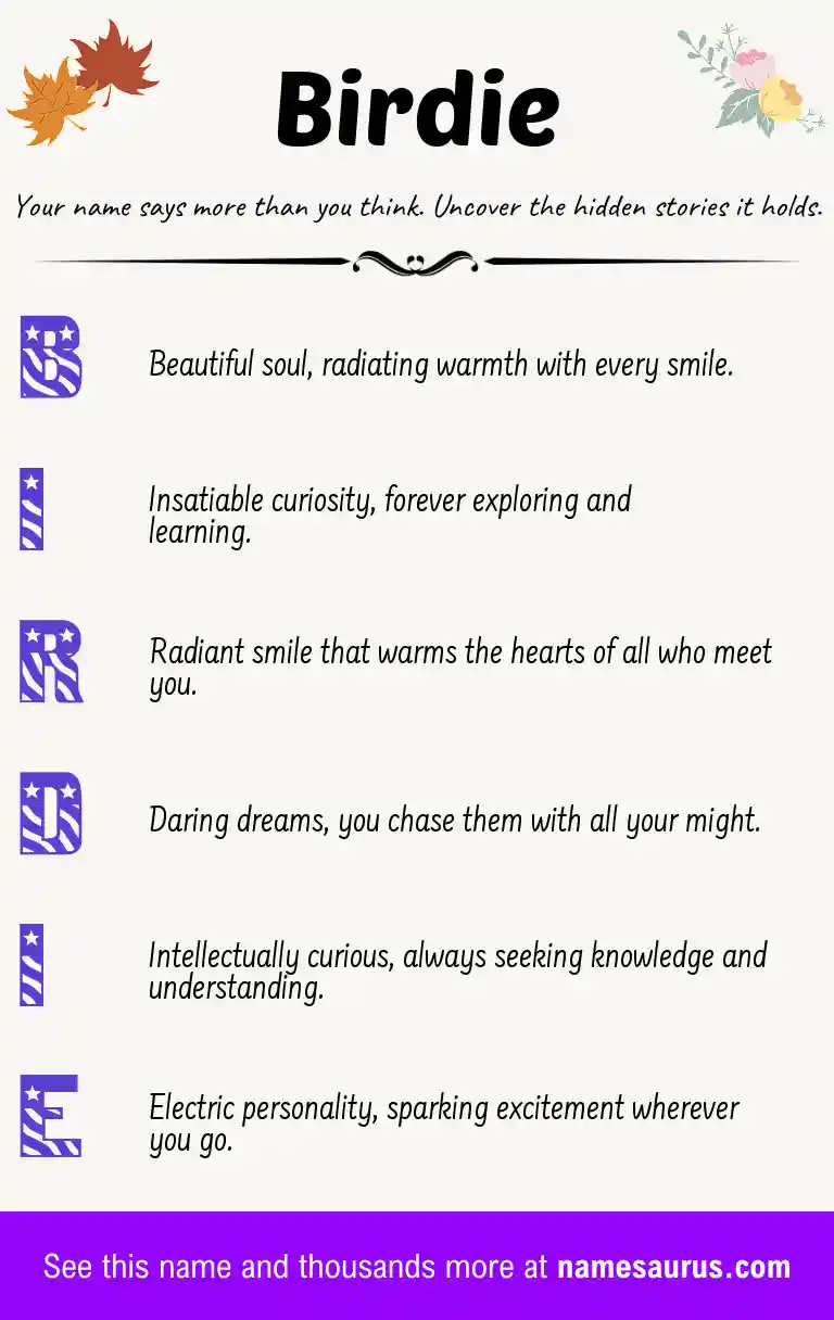 Acrostic poem about Birdie.