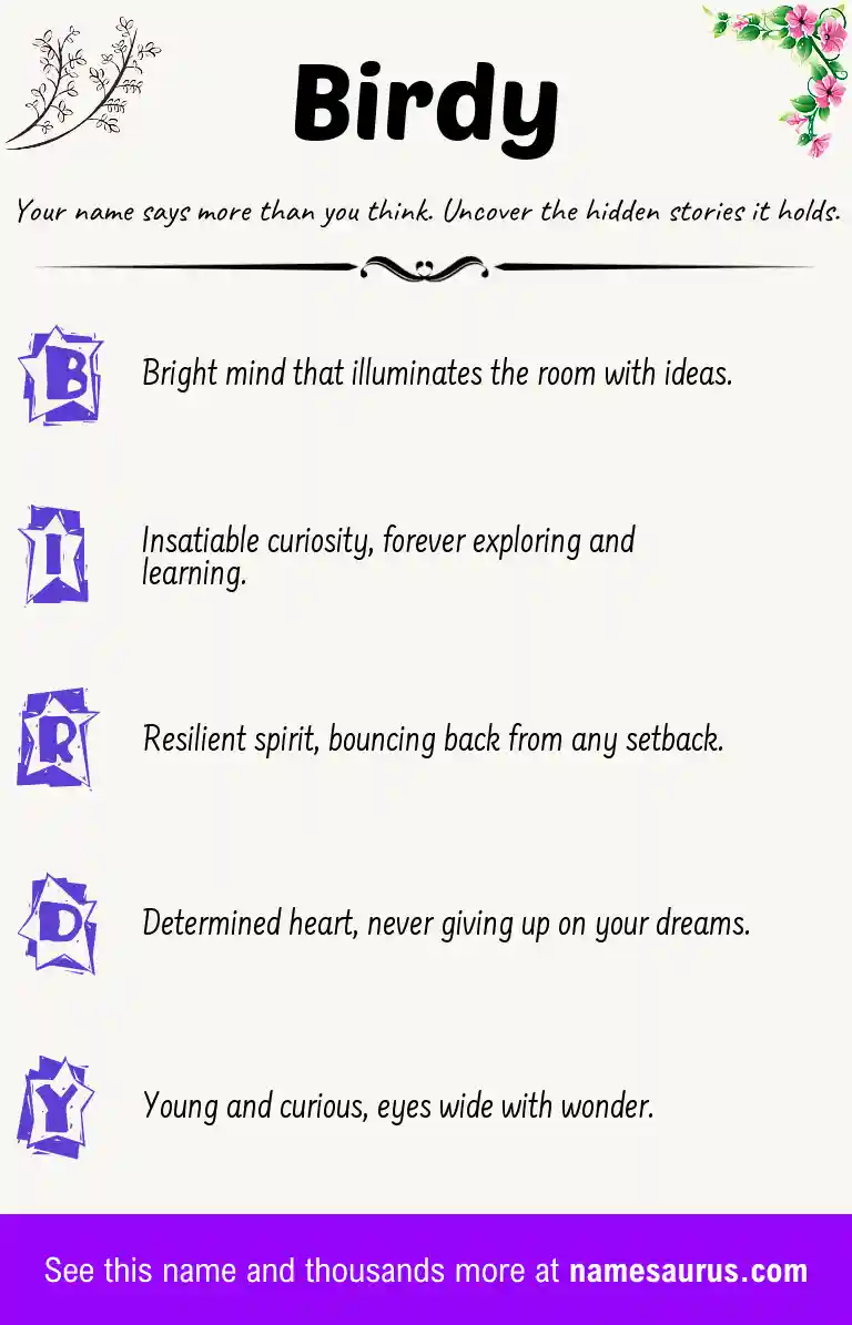 Acrostic poem about Birdy.