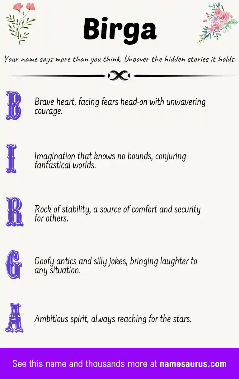Acrostic poem about Birga.