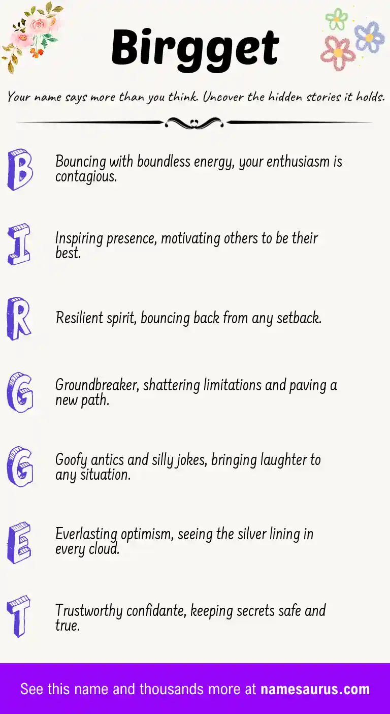 Acrostic poem about Birgget.