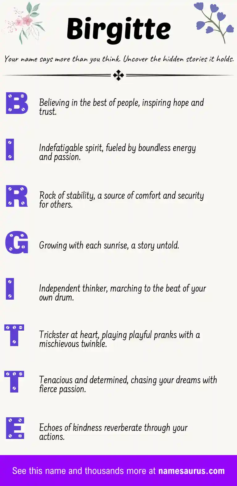Acrostic poem about Birgitte.