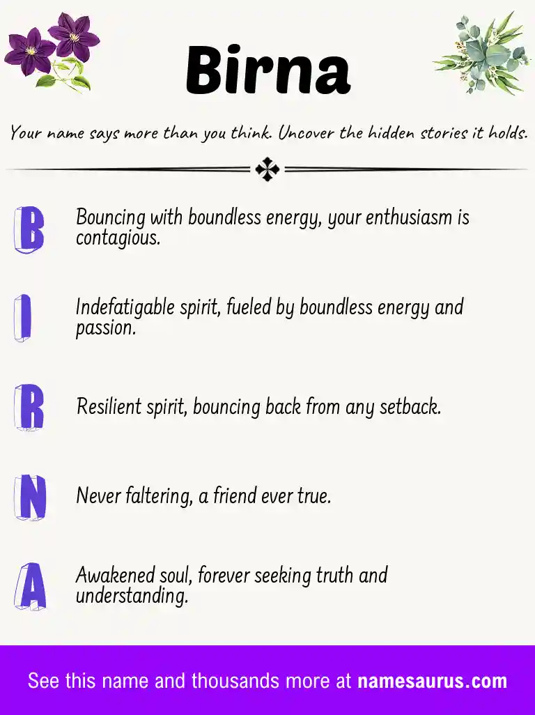 Acrostic poem about Birna.