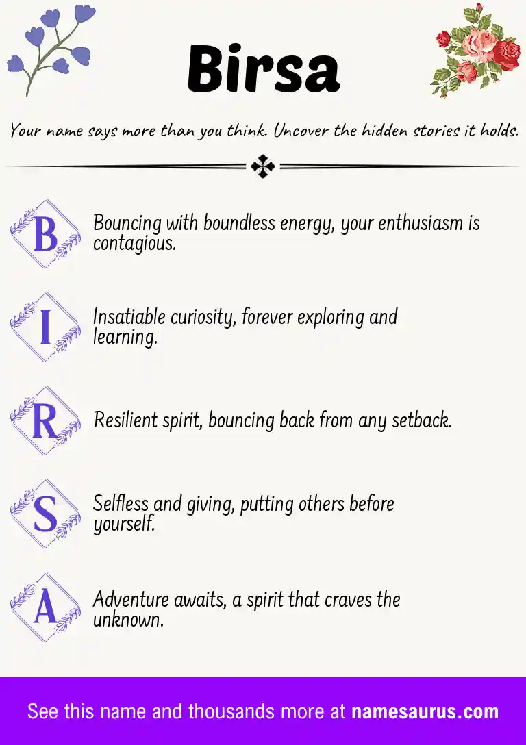 Acrostic poem about Birsa.