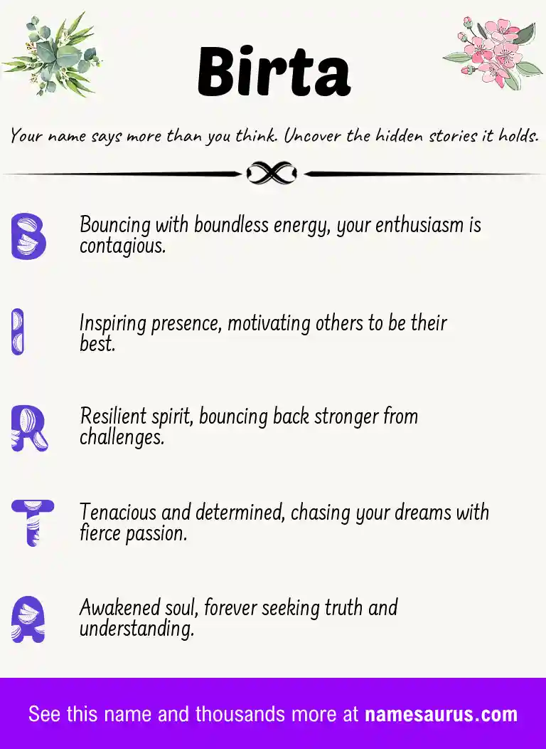 Acrostic poem about Birta.