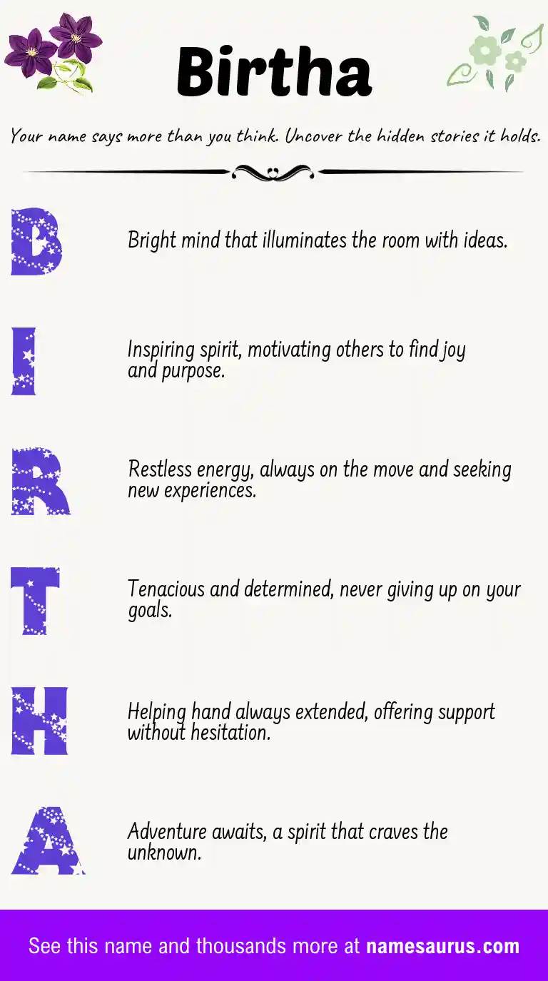 Acrostic poem about Birtha.