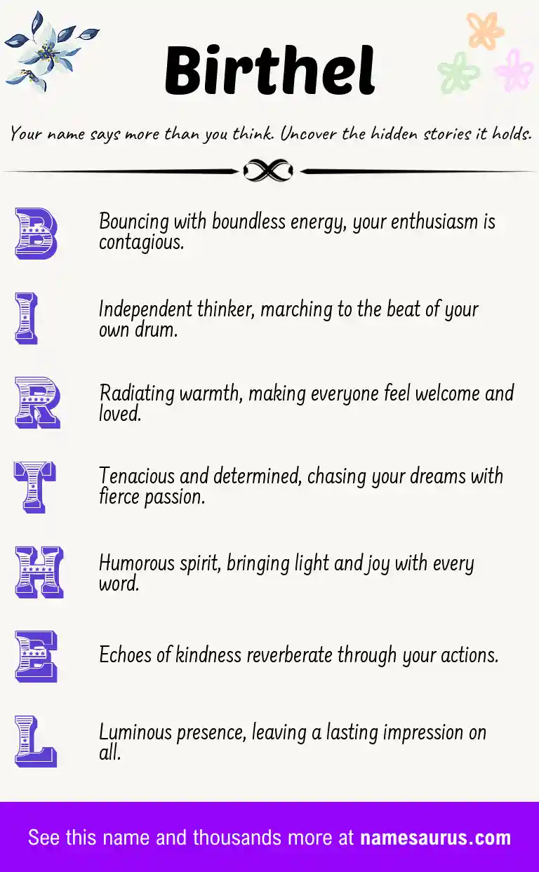 Acrostic poem about Birthel.