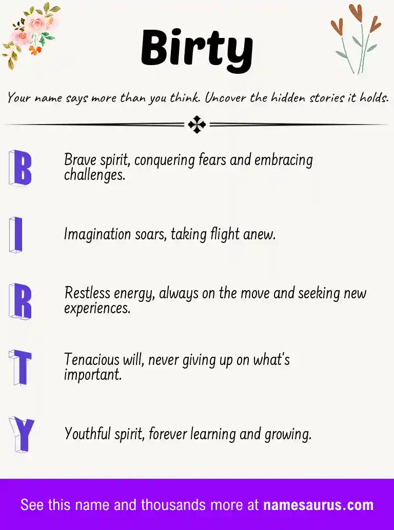 Acrostic poem about Birty.