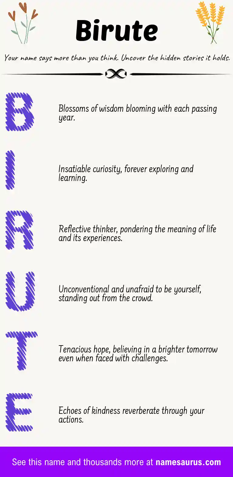 Acrostic poem about Birute.