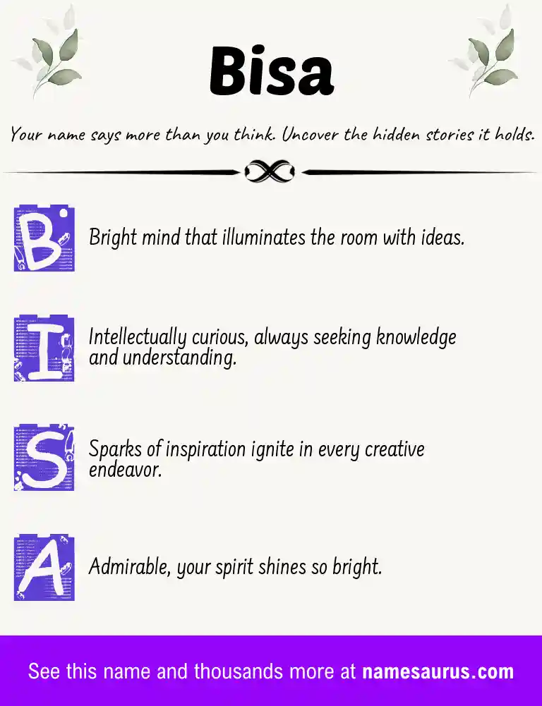 Acrostic poem about Bisa.