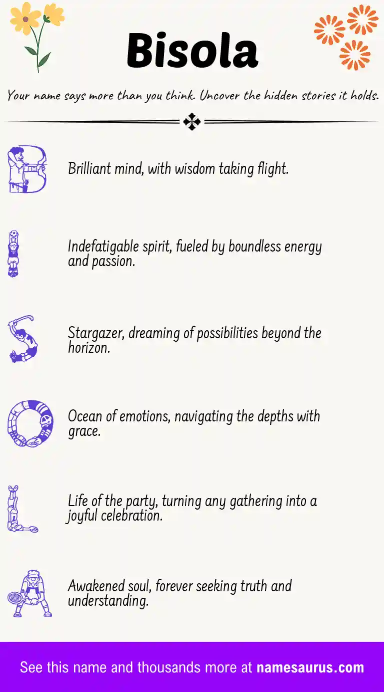 Acrostic poem about Bisola.
