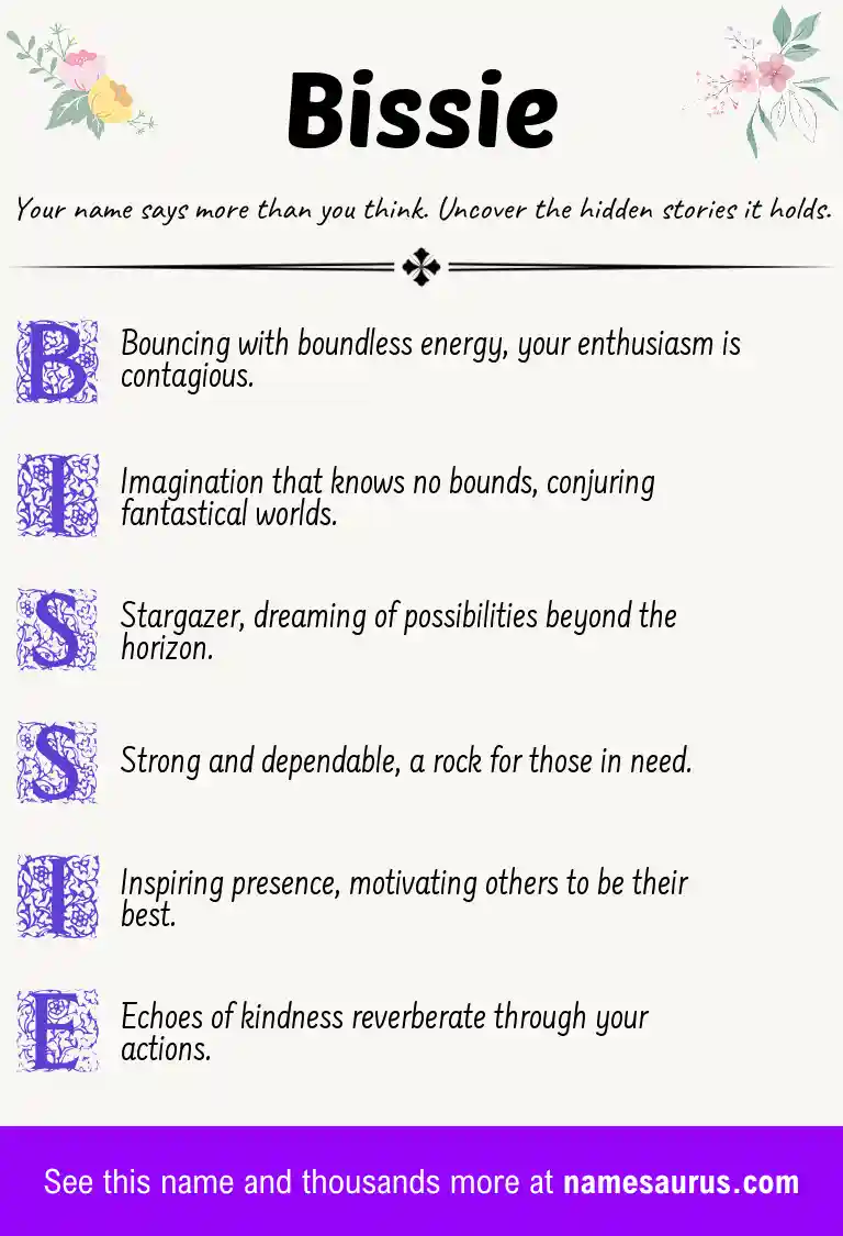 Acrostic poem about Bissie.