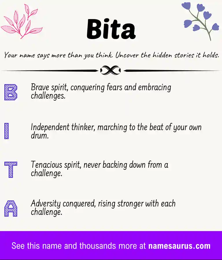 Acrostic poem about Bita.