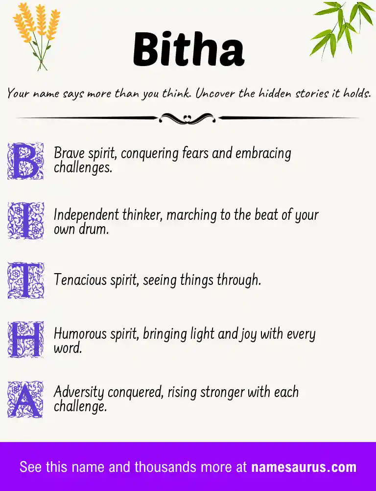 Acrostic poem about Bitha.