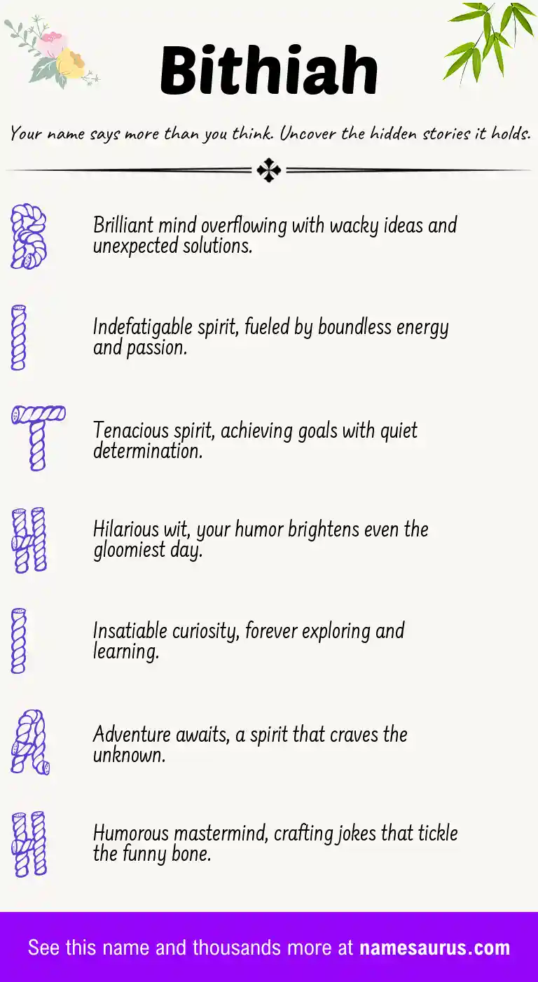 Acrostic poem about Bithiah.