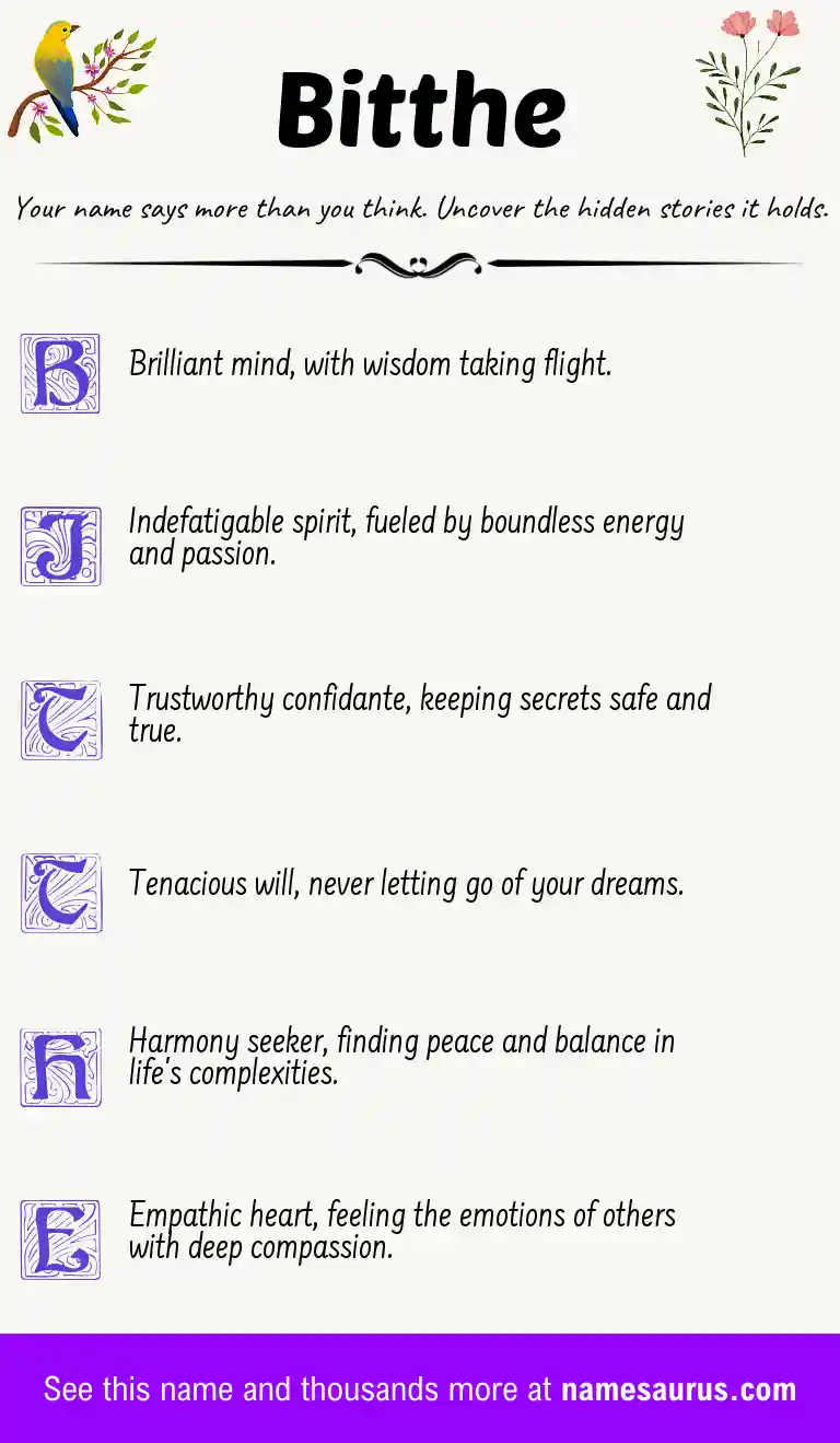 Acrostic poem about Bitthe.