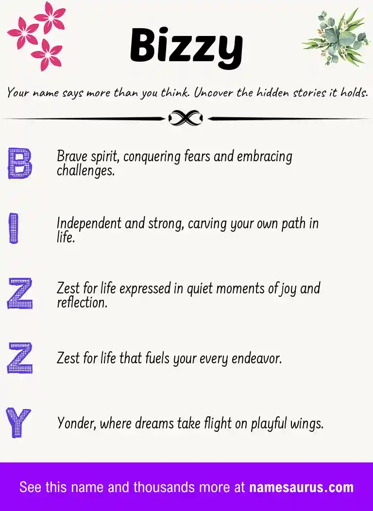 Acrostic poem about Bizzy.