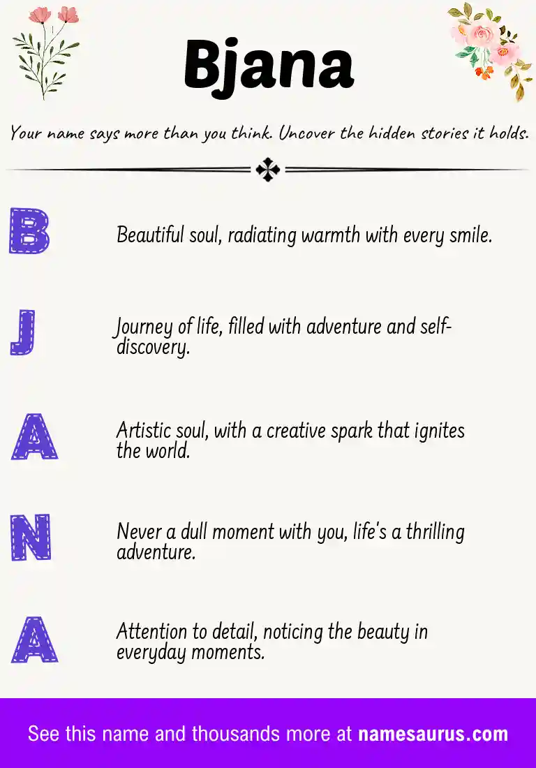 Acrostic poem about Bjana.