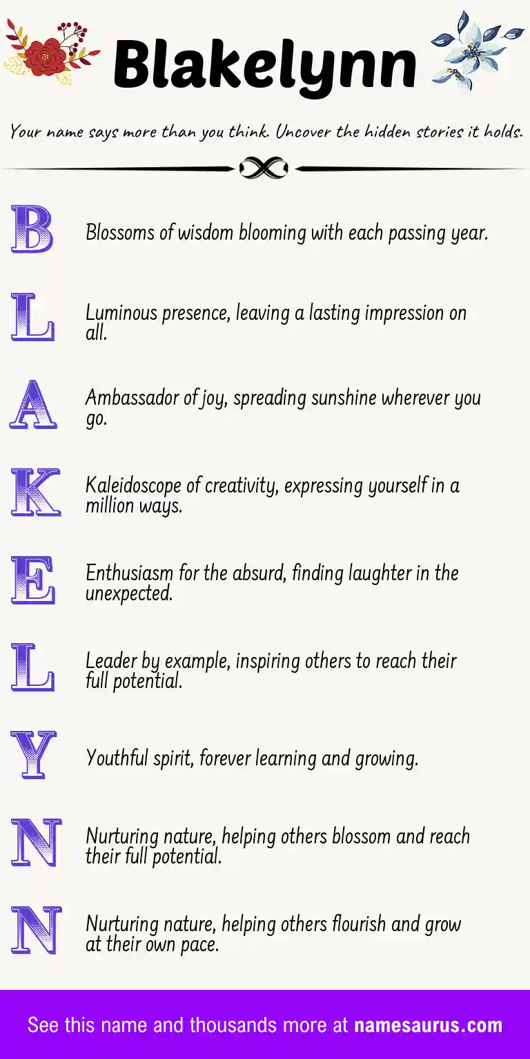 Acrostic poem about Blakelynn.