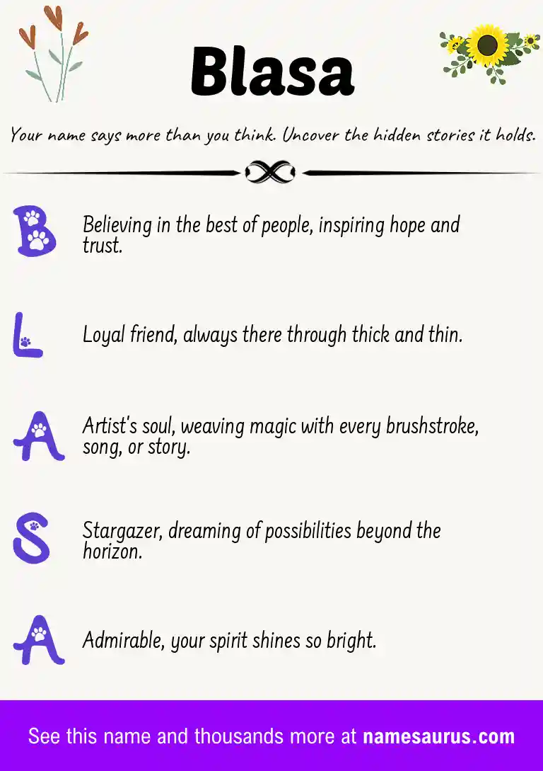 Acrostic poem about Blasa.