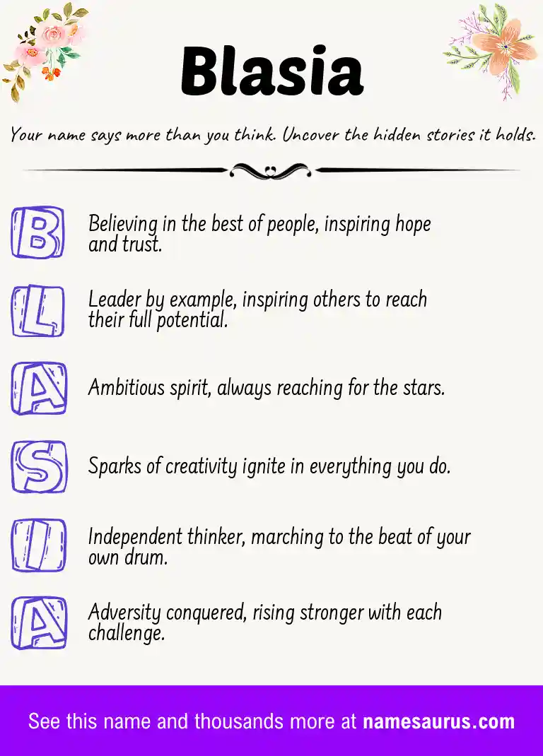Acrostic poem about Blasia.