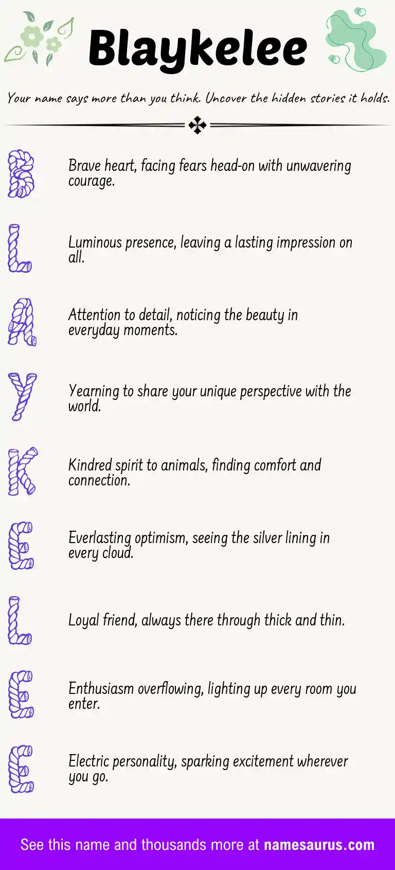 Acrostic poem about Blaykelee.