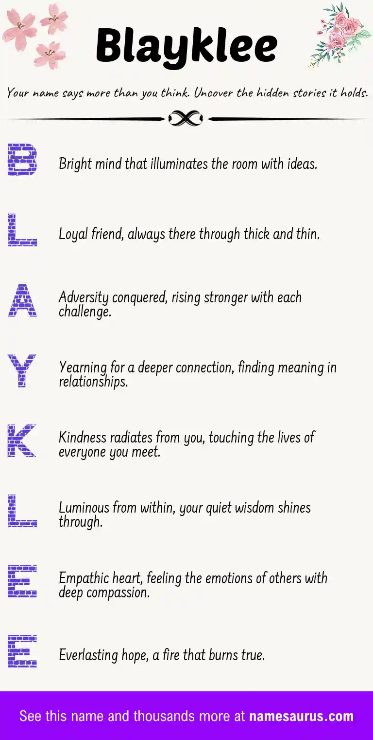 Acrostic poem about Blayklee.