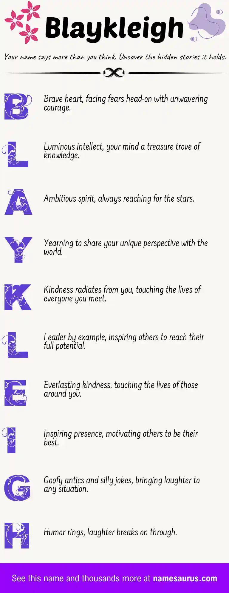 Acrostic poem about Blaykleigh.