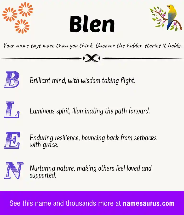 Acrostic poem about Blen.