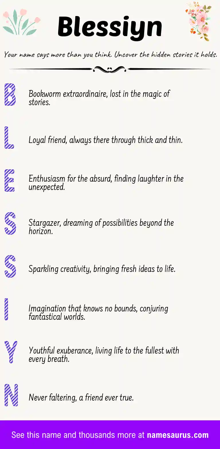 Acrostic poem about Blessiyn.