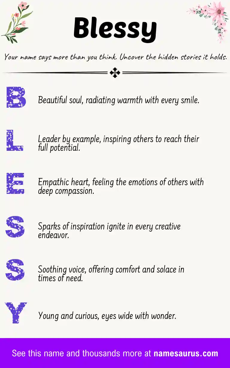 Acrostic poem about Blessy.