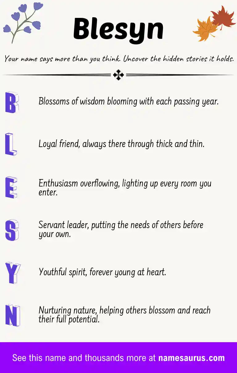 Acrostic poem about Blesyn.