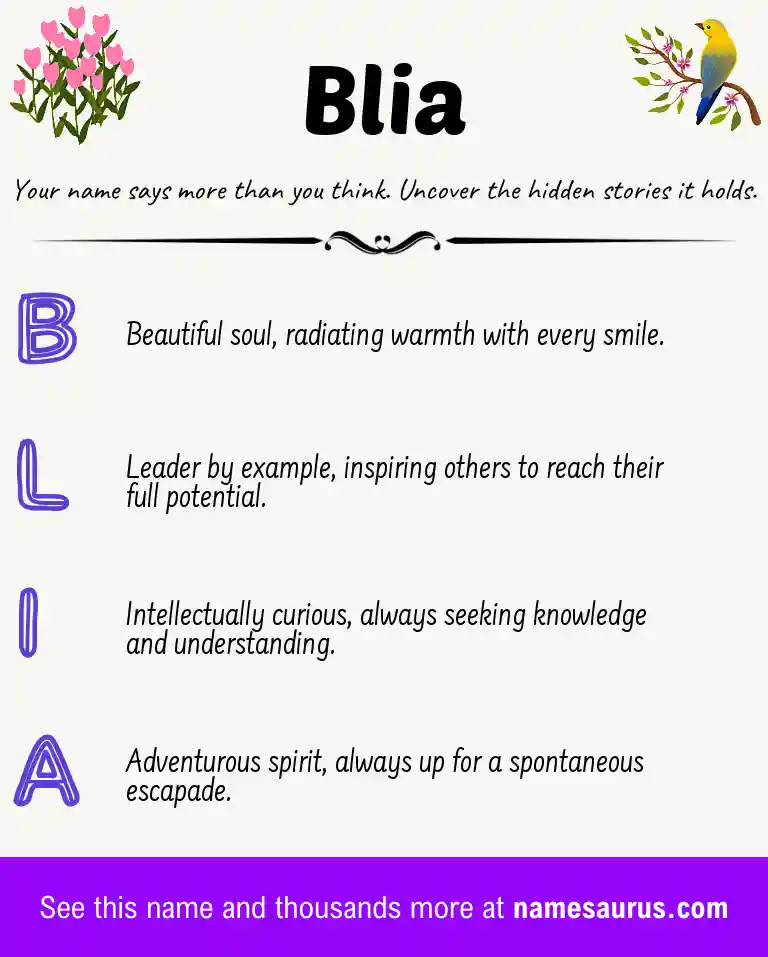 Acrostic poem about Blia.