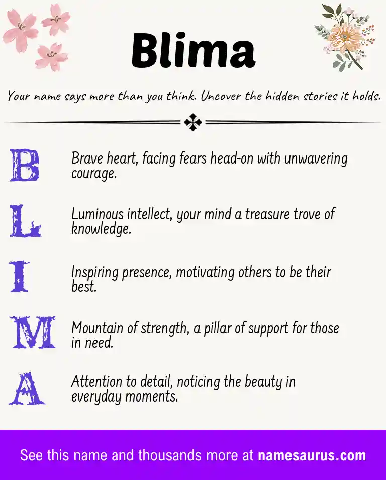 Acrostic poem about Blima.
